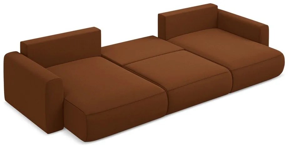 Colțar teracotă extensibil/cu spațiu de depozitare cu tapițerie din catifea (în formă de "U") Kapua – Makamii