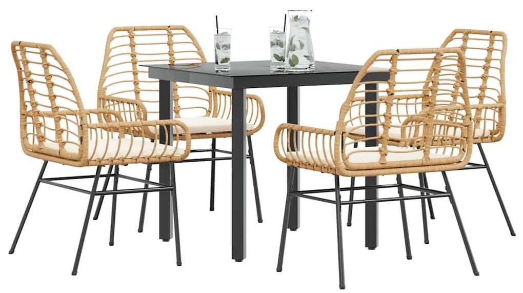 vidaXL Set mobilier de grădină cu perne 5 piese maro sticlă polirattan