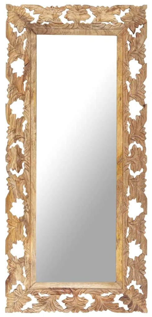 vidaXL Oglindă sculptată manual, maro, 110 x 50 cm, lemn masiv mango