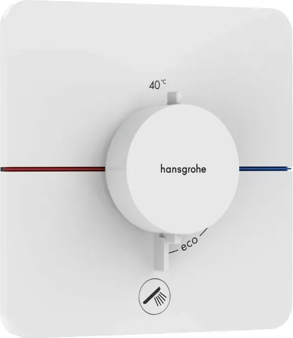 Baterie dus termostatata incastrata alb mat Hansgrohe ShowerSelect Comfort Q 1 functie si iesire suplimentara