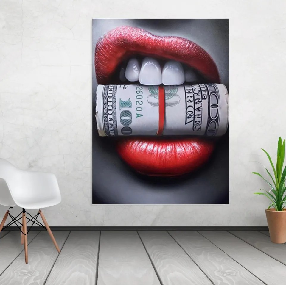 Tablou canvas Money Lips - 60x40 cm 60x40 cm