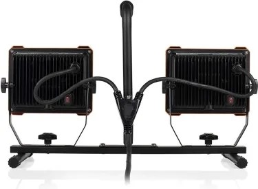 Proiector LED 2 x 30 W cu stativ, 230 V, 4000 K, IP65, portocaliu/negru