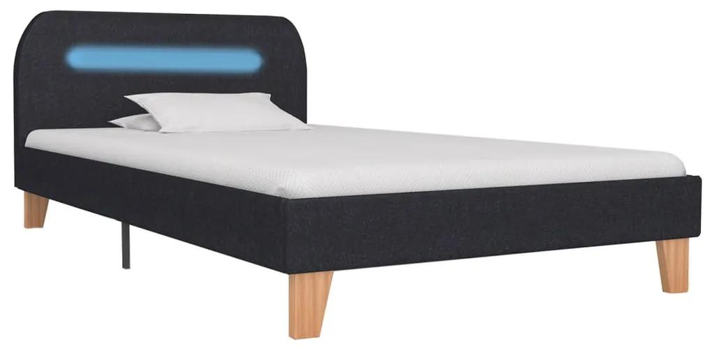 280891 vidaXL Cadru pat cu LED-uri, gri închis, 90x200 cm, material textil