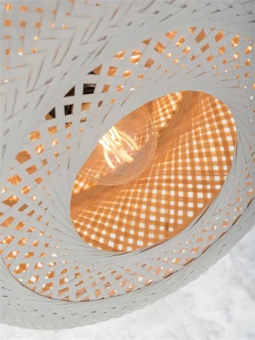 Lampadar eco din bambus Palawan negru/ alb, 40x15cm