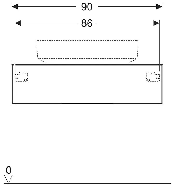 Mobilier suspendat, Geberit, VariForm, pentru lavoar pe blat, 90 cm, alb lucios
