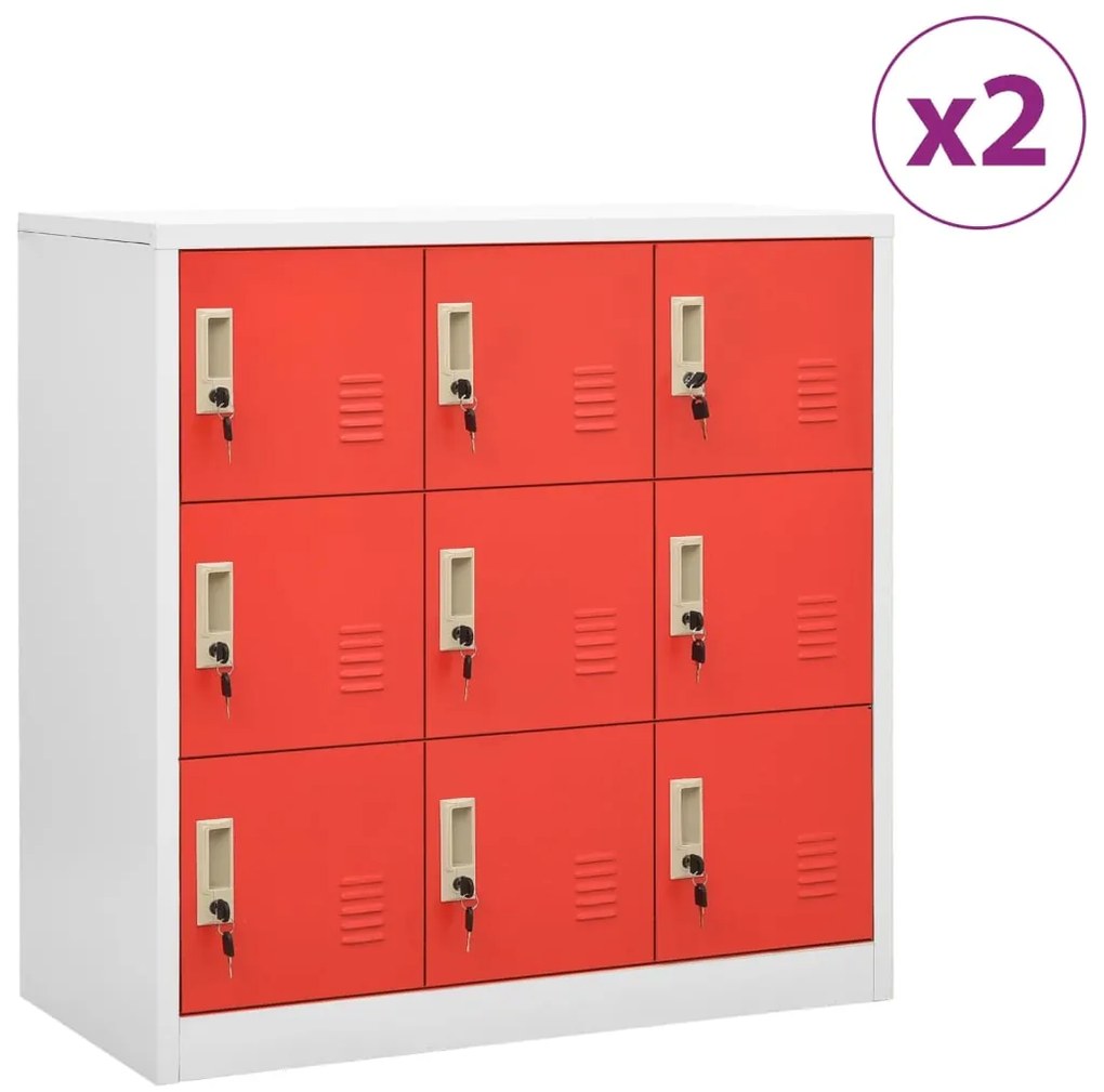 vidaXL Dulapuri vestiar 2 buc. gri deschis și roșu 90x45x92,5 cm oțel