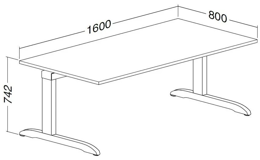 Masa ProOffice C 160 x 80 cm, alba