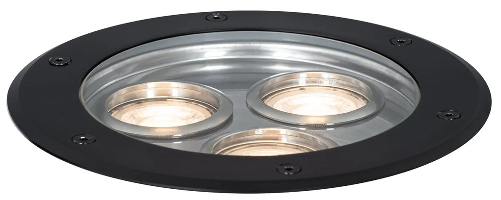 Spot modern pentru sol negru 3 lumini IP65 - Tribus