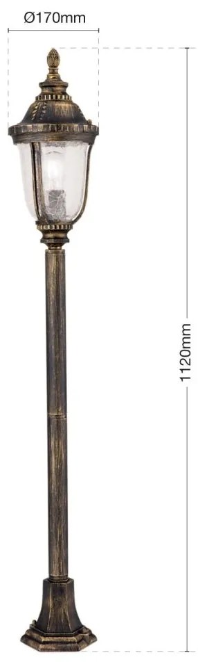 Stalp iluminat exterior IP23 H112cm August AL 11-1122/1 Patina OR