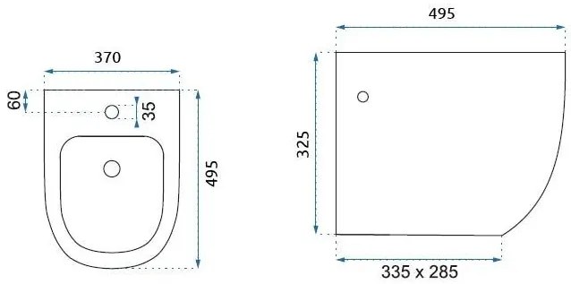 Bideu suspendat Rea Carlo Mini oval alb lucios