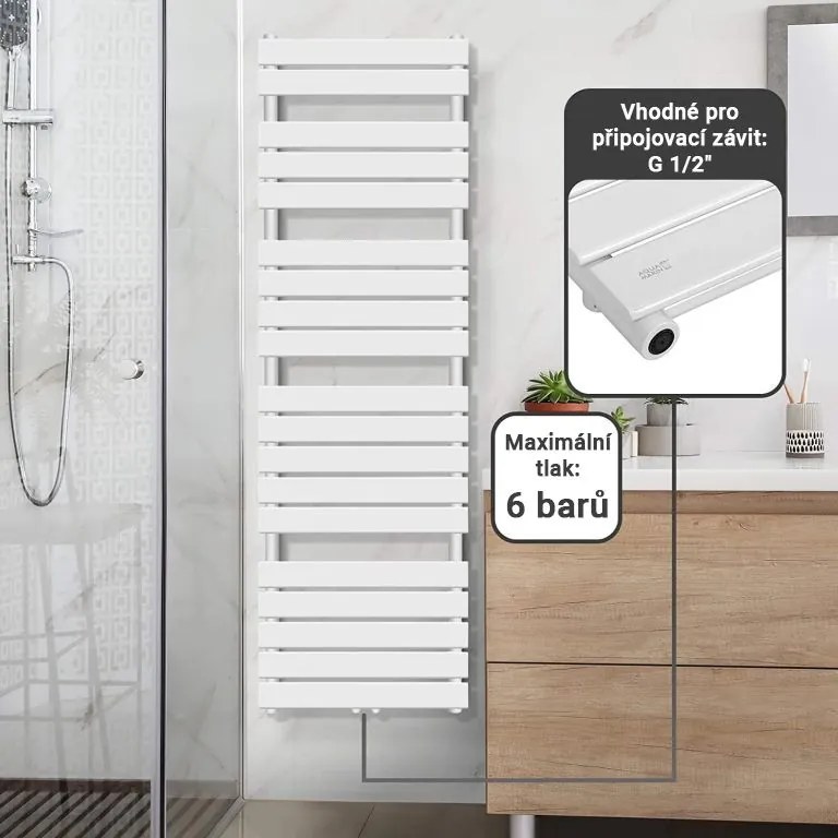 AQUAMARIN Radiator vertical pentru baie 180 x 60 cm, alb