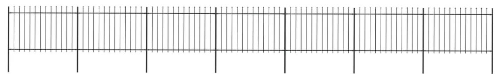 vidaXL Gard de grădină cu vârf suliță, negru, 11,9 m, oțel