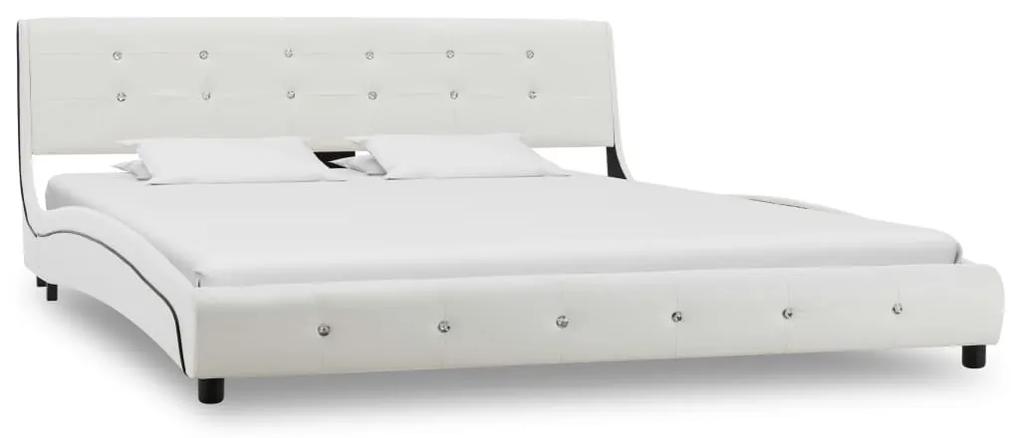 280433 vidaXL Cadru de pat, alb, 150x200 cm, piele ecologică