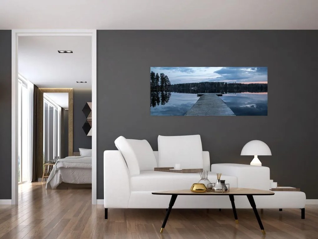 Tablou - Ponton de lemn, lac (120x50 cm)