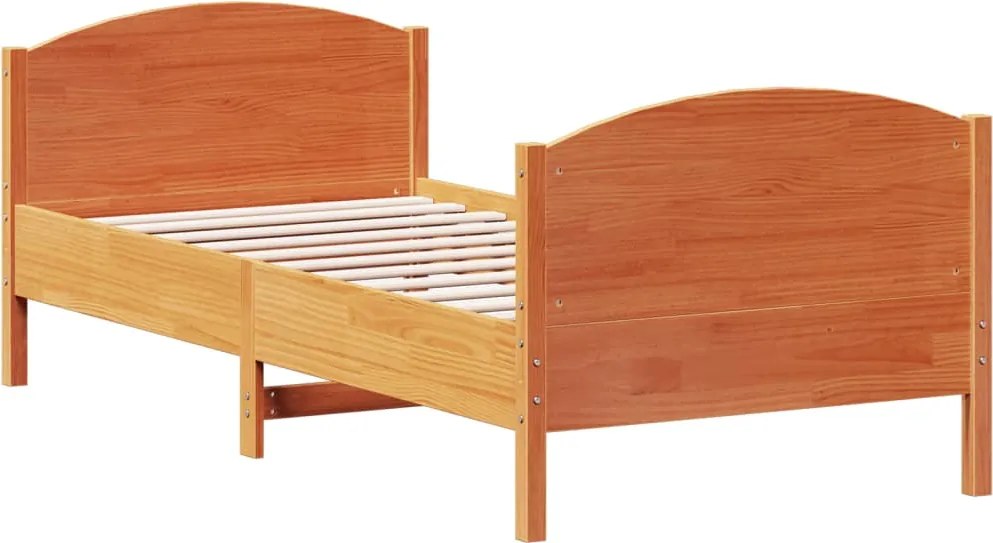 vidaXL Cadru pat fără saltea, maro ceruit, 90x190 cm, lemn masiv pin