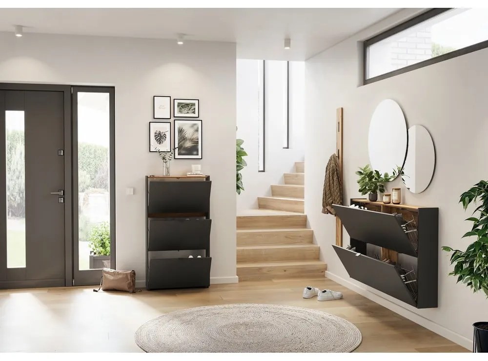 Pantofar gri antracit cu deschidere înclinată 71x127x22 cm Ameca – Germania