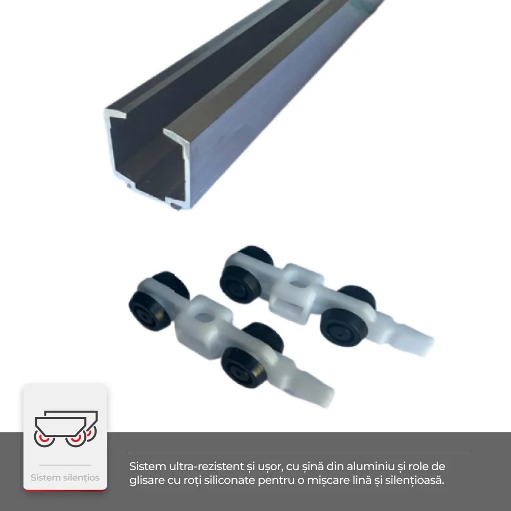 Usa glisanta HDF aplicata pe perete - Colectia Basic Toc reglabil de bordare 360-500 mm, Nuc, Folie Decor, 2010 mm, 720 - 800 mm