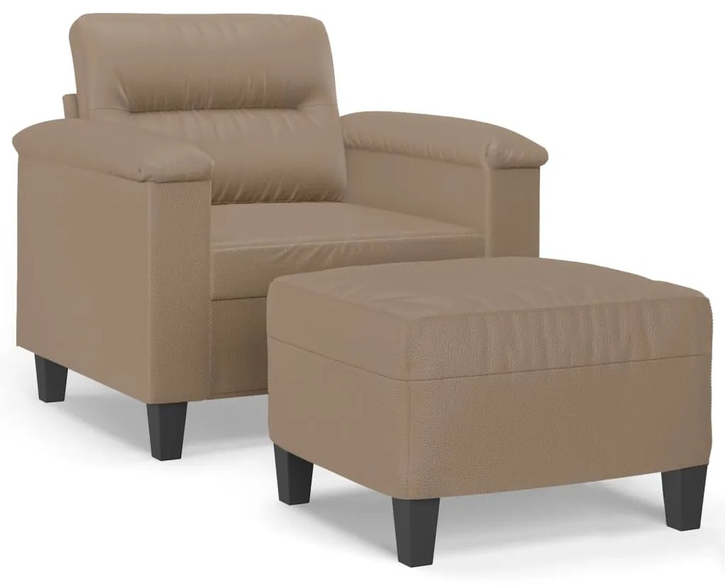 3201241 vidaXL Fotoliu canapea cu taburet, cappuccino, 60 cm, piele ecologică