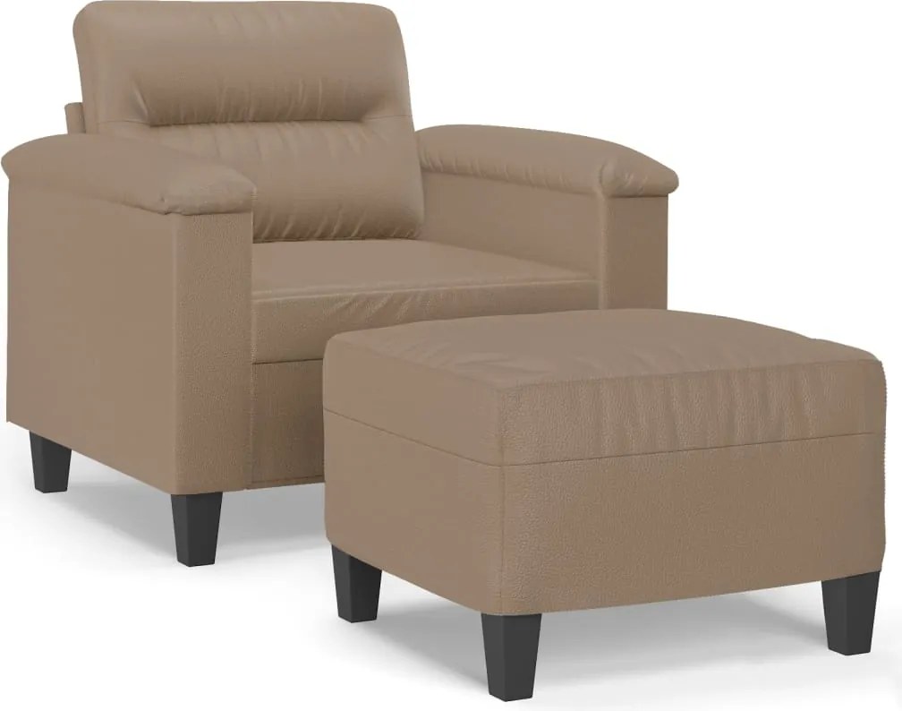 vidaXL Fotoliu canapea cu taburet, cappuccino, 60 cm, piele ecologică