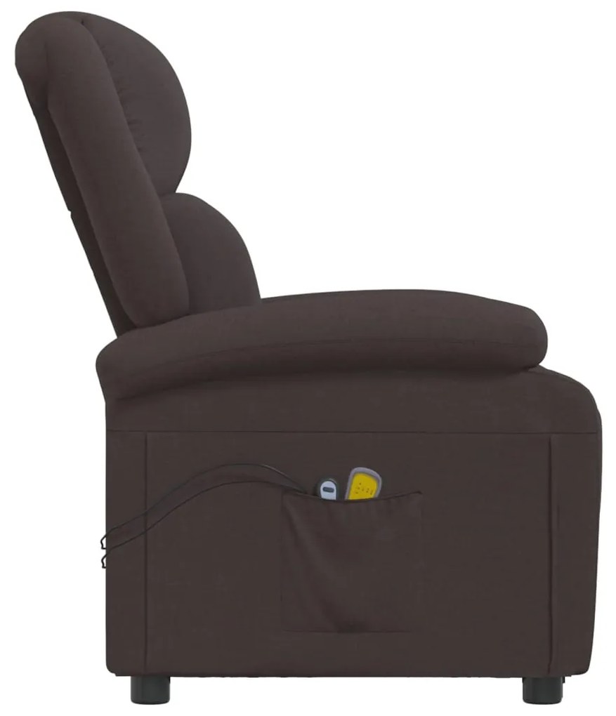 Fotoliu de masaj rabatabil electric, maro inchis, textil 1, Maro inchis