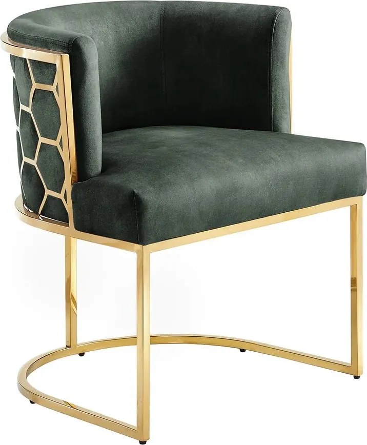 Scaun ELEGANCE catifea verde, otel inoxidabil auriu