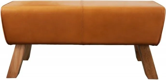 Bancheta din lemn si piele Turnbock 100cm