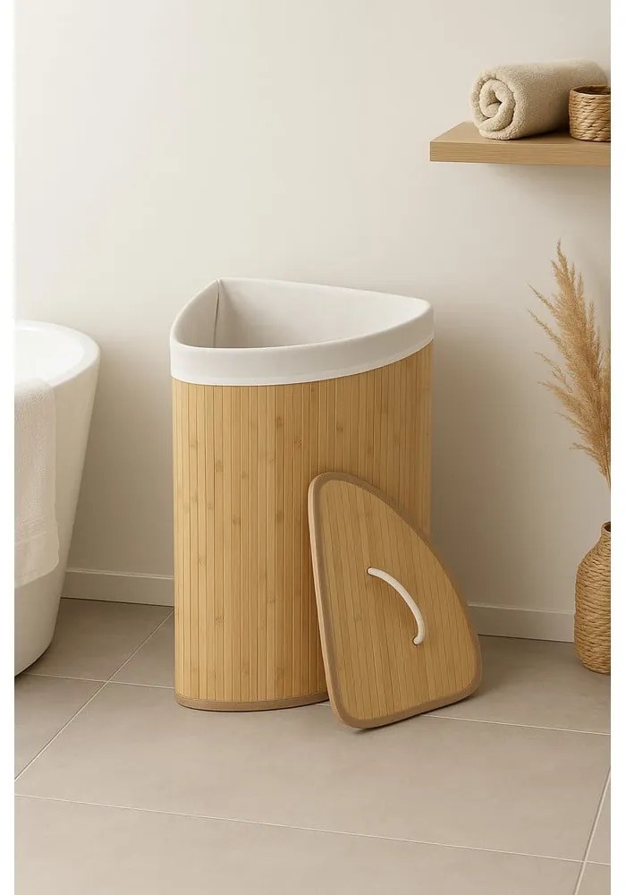Coș de rufe în culoare naturală din bambus 40 l Bamboo – Compactor