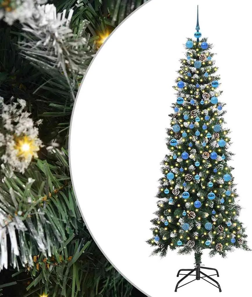 vidaXL Brad de Crăciun artificial Verde 210 cm PVC și Plastic și Oțel