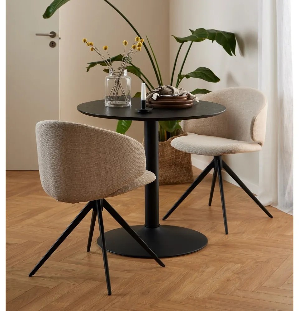 Scaun de sufragerie bej cu cotiere tapițat Ella – Actona