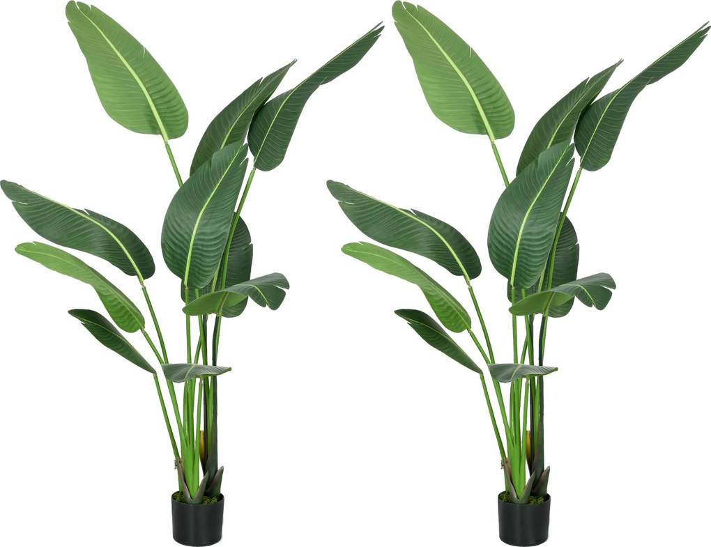 HOMCOM Palmierul Calatorilor Artificial de 5 metri Cu Ghiveci, Planta Artificiala, Pentru Decorarea Camerei De Zi, Biroului De Acasa | Aosom Romania