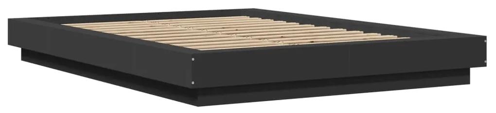 3281099 vidaXL Cadru de pat cu lumini LED, negru, 140x200 cm, lemn prelucrat