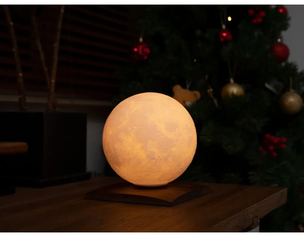 Veioză maro închis LED din lemn de nuc (înălțime 19,5 cm) Smart LunaSpin – Gingko