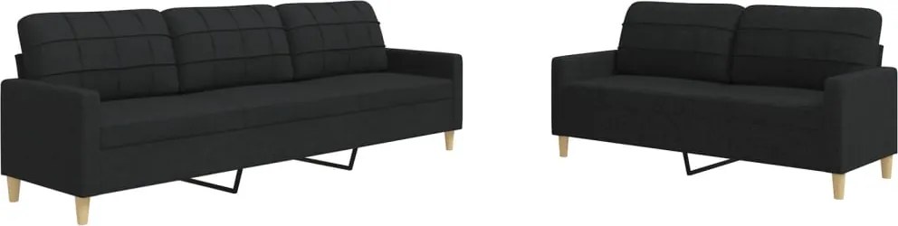 vidaXL Set de canapele, 2 piese, negru, material textil
