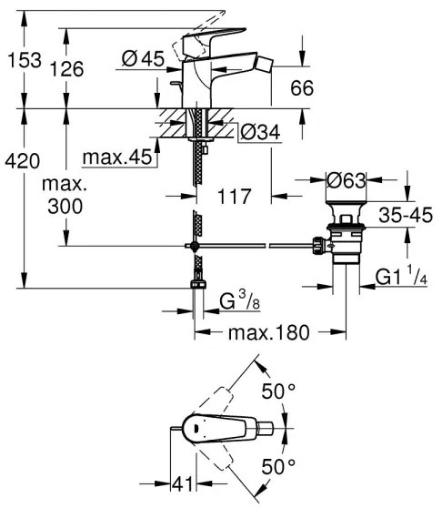 GROHE 23345001 - Baterie bideu START EDGE, crom lucios