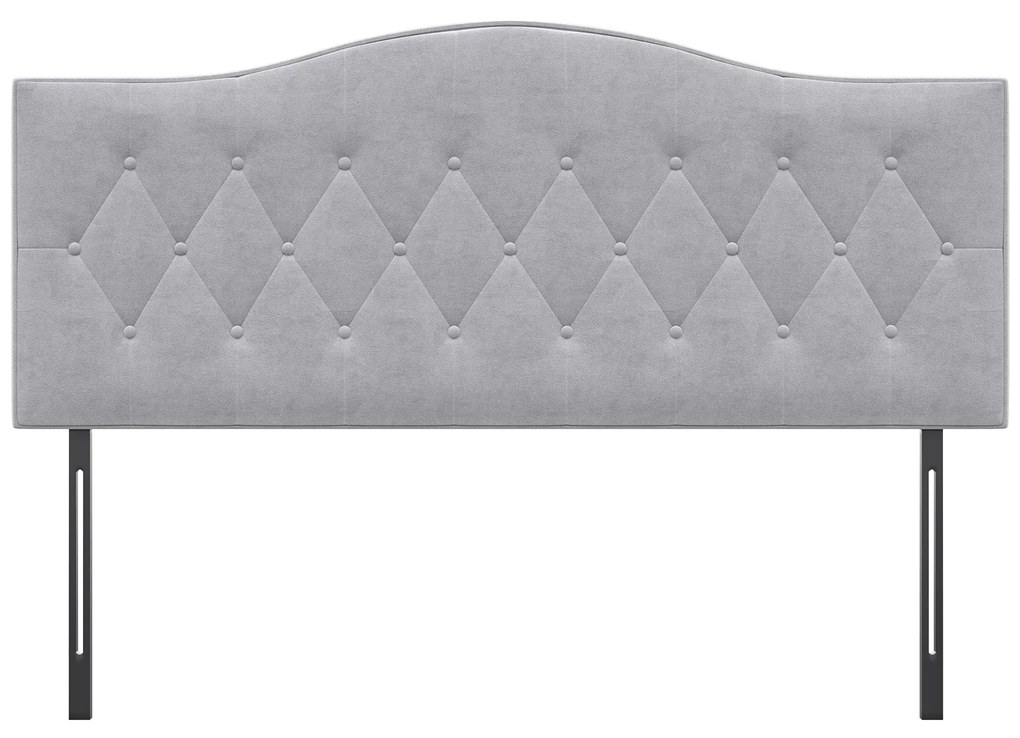 HOMCOM Cap de pat pentru pat, tapitat, cap tapitat pentru pat, culoare gri, placaj de pappel, material textil din catifea, 185 x 8 x 134 cm | Aosom Romania