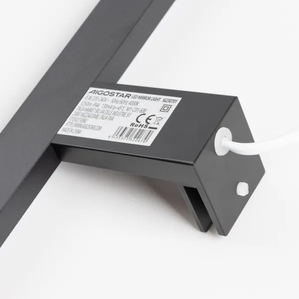 Aigostar - Lumină LED pentru oglindă de baie, 8W, 230V, 4000K, 40 cm, IP44, negru