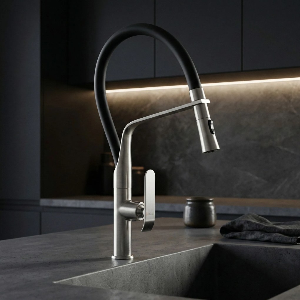 Baterie de bucătărie Rea Castor  Brush Nickel