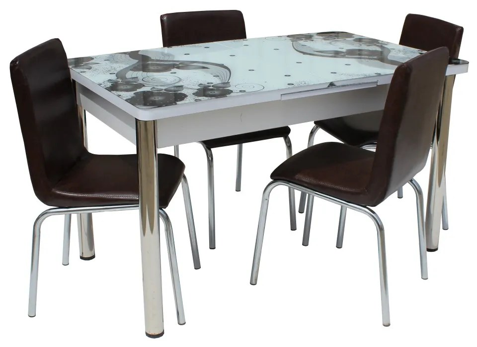 Set masa sticla cu 4 scaune,130x80x78 cm, Tip 4-0048