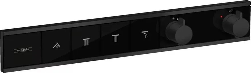 Baterie cada - dus incastrata Hansgrohe RainSelect termostatata negru mat 4 functii