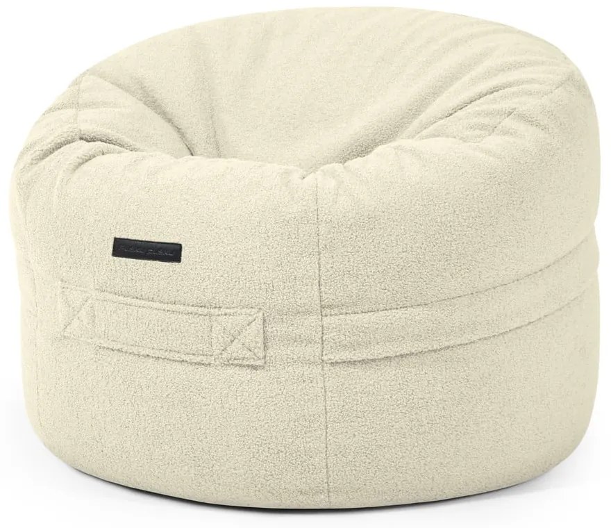 Fotoliu puf pentru copii crem cu tapițerie din țesătură bouclé Roll 80 – SLOWDOWN