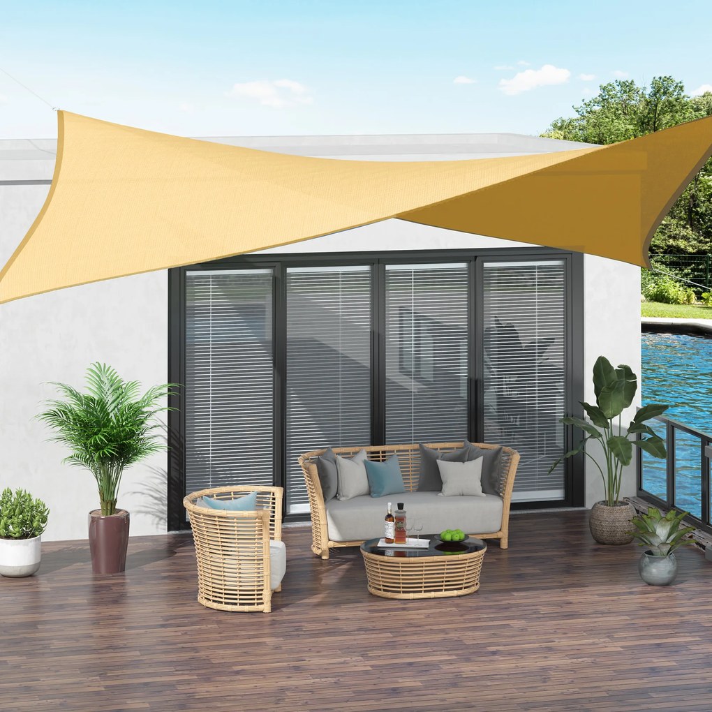 Outsunny Cort Parasolar Dreptunghiular pentru Exterior cu Protecție UV Respirabil cu Frânghii de Fixare, 3x4 m, Bej | Aosom Romania