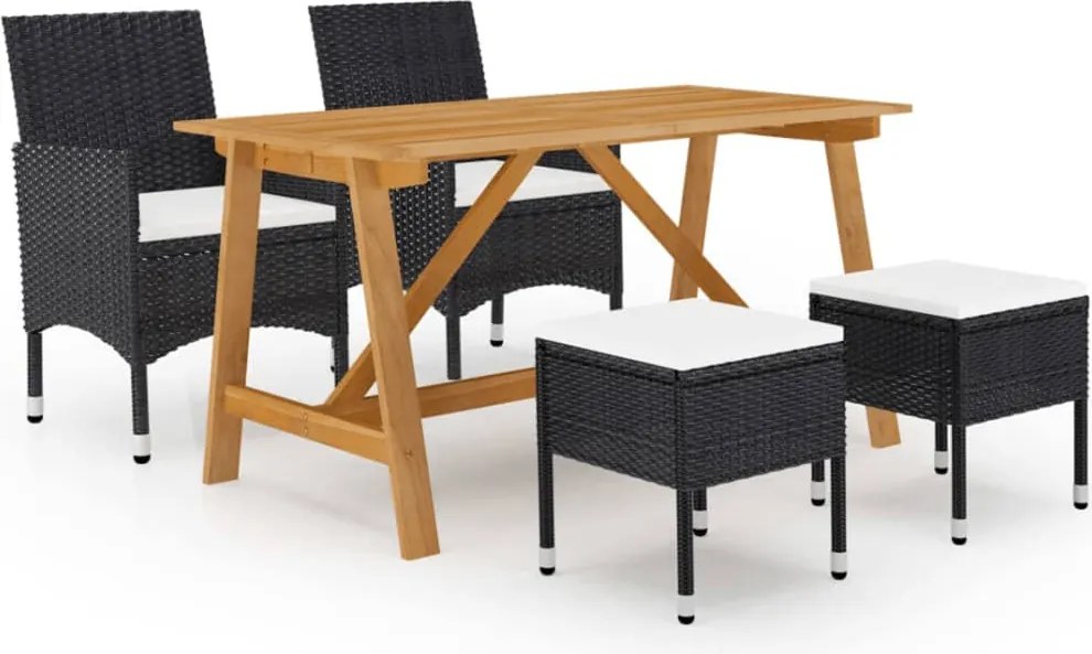 vidaXL Set de masă pentru grădină, 5 piese, negru