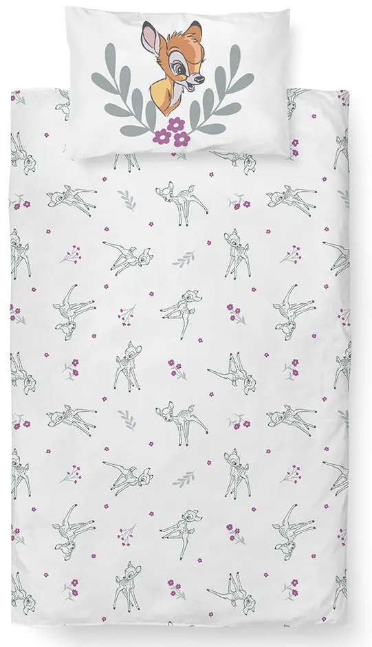 Lenjerie de pat pentru copii Bambi Lumea florilor,100 x 135 cm, 40 x 60 cm