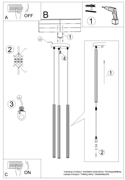 Lustră pe cablu Sollux SL.1342 ARCHE 3xG9/8W/230V auriu