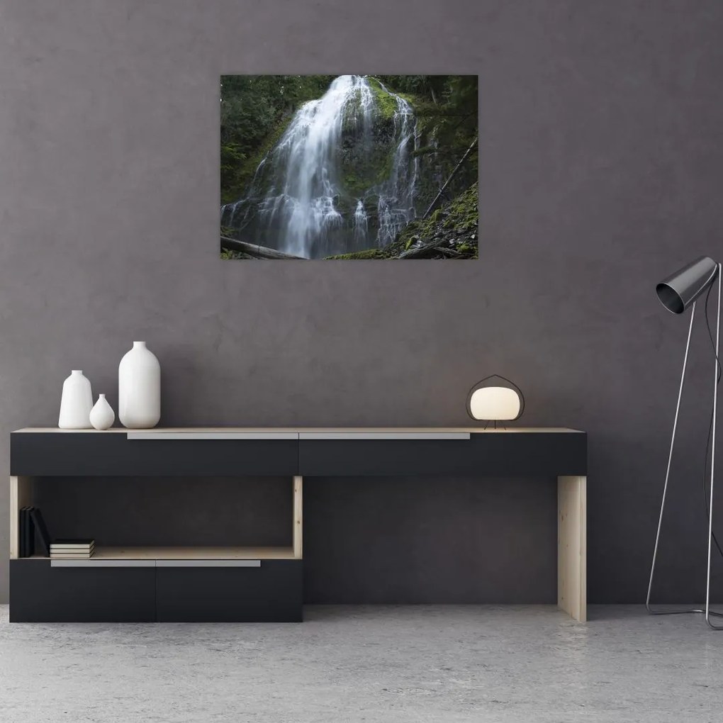 Tablou pe sticlă cu cascadă (70x50 cm)