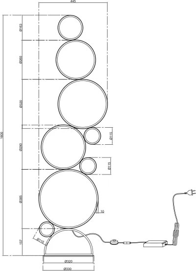 Ondaluce - Lampadar reglabil POIS LED/52W/230V 160 cm auriu