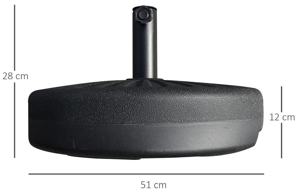 Baza pentru Umbrela de Gradina Outsunny, Stalp Central Φ3.8cm si 4.8cm, Negru | Aosom RO