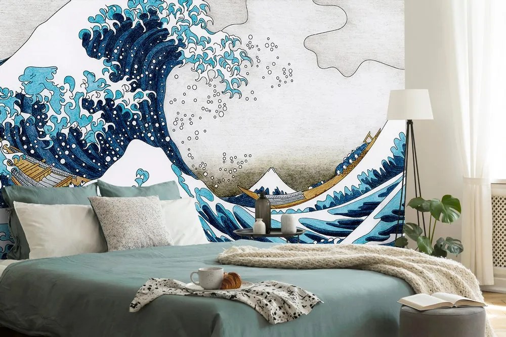 Tapet reproducere Marele val din Kanagawa - Katsushika Hokusai