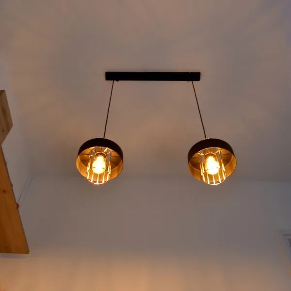 LED Lustră pe cablu VOLTA 2xE27/15W/230V neagră/aurie