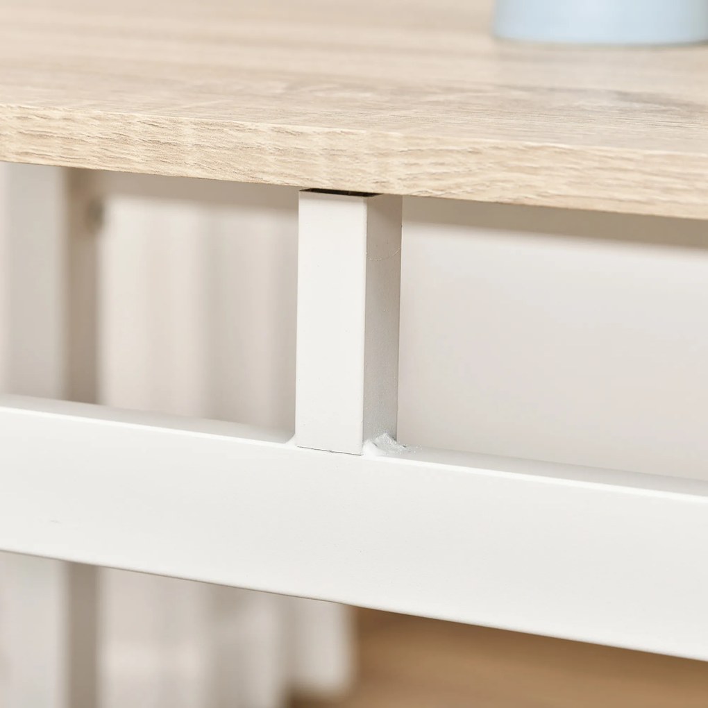 HOMCOM Set Masă de Prânz din 5 Piese cu 1 Masă Dreptunghiulară și 4 Scaune, 100x63x76,5 cm, Gri și Alb | Aosom Romania